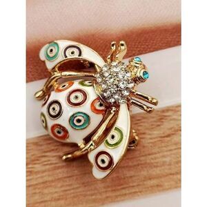 NWT Baroque Style Vintage Inspired Enamel Brooch Bee Design Lapel Pin Golden